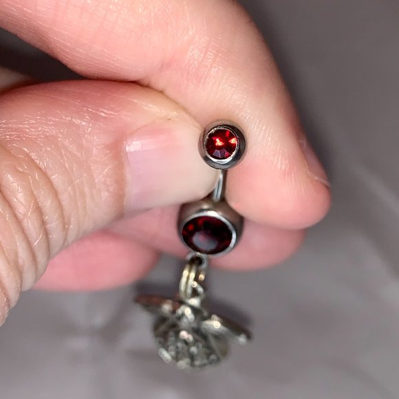 2 gem Ruby Red Cherub And Angel Dangle Belly Ring - Picture 2 of 16